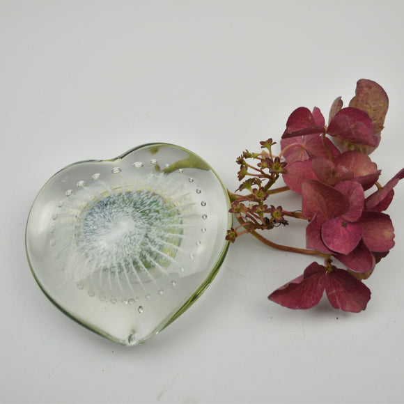 Green, Yellow and White Small Angel Wing Heart Paperweight