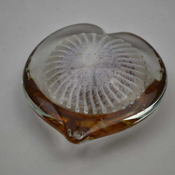 Amber and White Angel Wing Heart Paperweight
