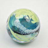 White, turquoise, Black and Green  "Demo" Paperweight iii