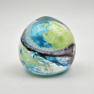 White, turquoise, Black and Green  "Demo" Paperweight iii