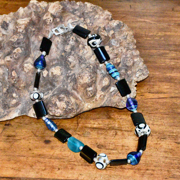 Glass Bead and Silver Necklace xviii