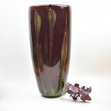 Large Claret Red and Green "Shoots" Vase