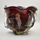 Large Claret Red and Green "Shoots" Bowl