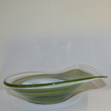 Green Swirled Asymmetrical Teardrop Bowl