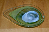 Green Swirled Asymmetrical Teardrop Bowl