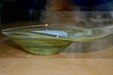 Green Swirled Asymmetrical Teardrop Bowl