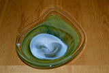 Green Swirled Asymmetrical Teardrop Bowl