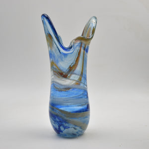 Blue, White and Brown Freeform "Demo" Vase vii