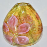 Amber and Pink Clematis Oval Vase