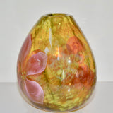 Amber and Pink Clematis Oval Vase