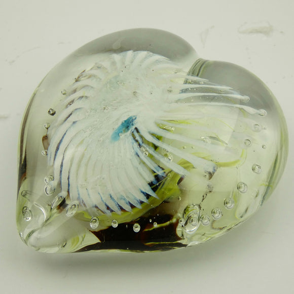 Green and Brown Angel Wing Heart Paperweight (with a cheeky little bit of turquoise!)