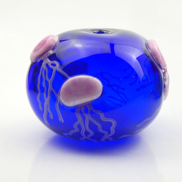 Blue Jellyfish  Tri-cornered Vase