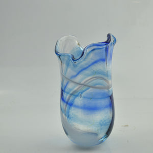 Blue, Turquoise and White Freeform  "Demo" Vase