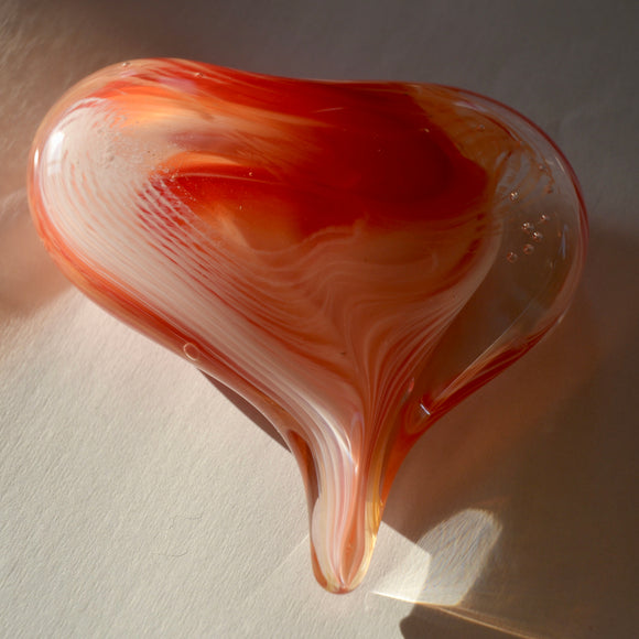 Red and White Angel Wing Heart Paperweight