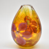 Amber and Pink Clematis Egg Shaped Vase