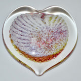 Pink, Green and White Large Angel Wing Heart Paperweight