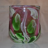 Pink and Green heavy Oval Vase