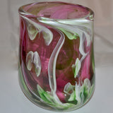 Pink and Green heavy Oval Vase