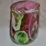 Pink and Green heavy Oval Vase