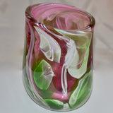 Pink and Green heavy Oval Vase