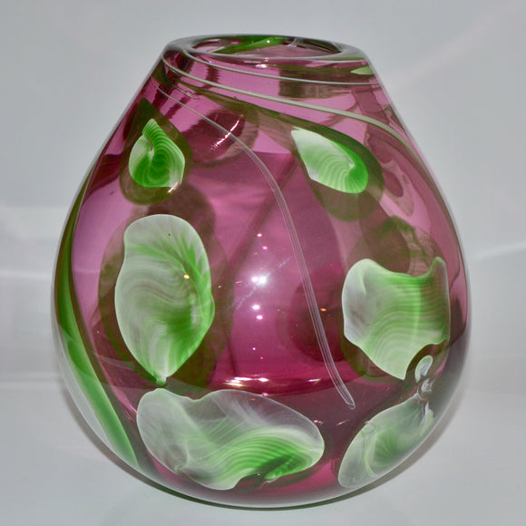 Pink and Green Heavy Egg Shaped Vase
