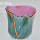Jade, Pink and Orange "Liana" Freeform Oval Vase