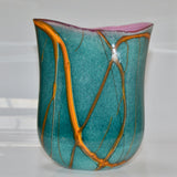Jade, Pink and Orange "Liana" Freeform Oval Vase