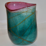 Jade, Pink and Orange "Liana"  Oval Vase