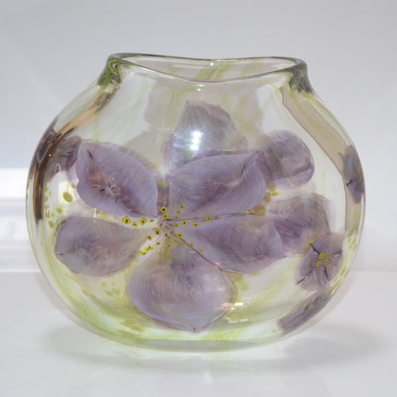 Purple and Green Clematis Oval Vase