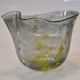 Smoky "Flow" Green and Grey Oval Freeform Vase